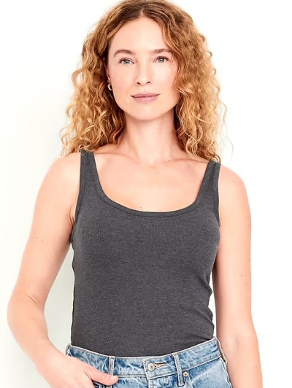 Old Navy First Layer Charcoal Scoop Neck Tank Top